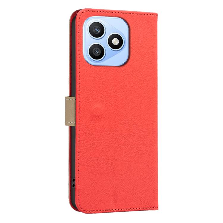 For Honor X8d 4G Splicing Color Hollow Flower Pattern RFID Leather Phone Case