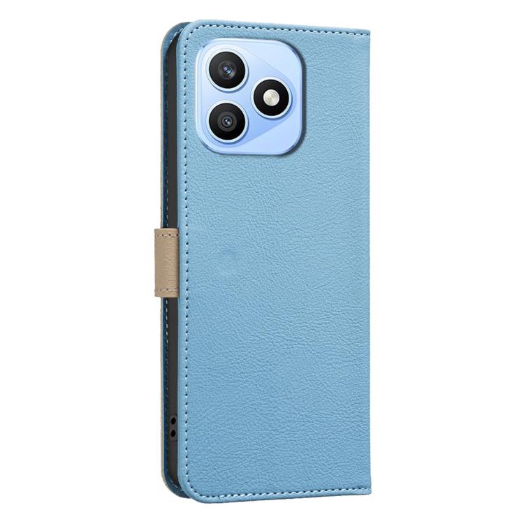 For Honor X8d 4G Splicing Color Hollow Flower Pattern RFID Leather Phone Case