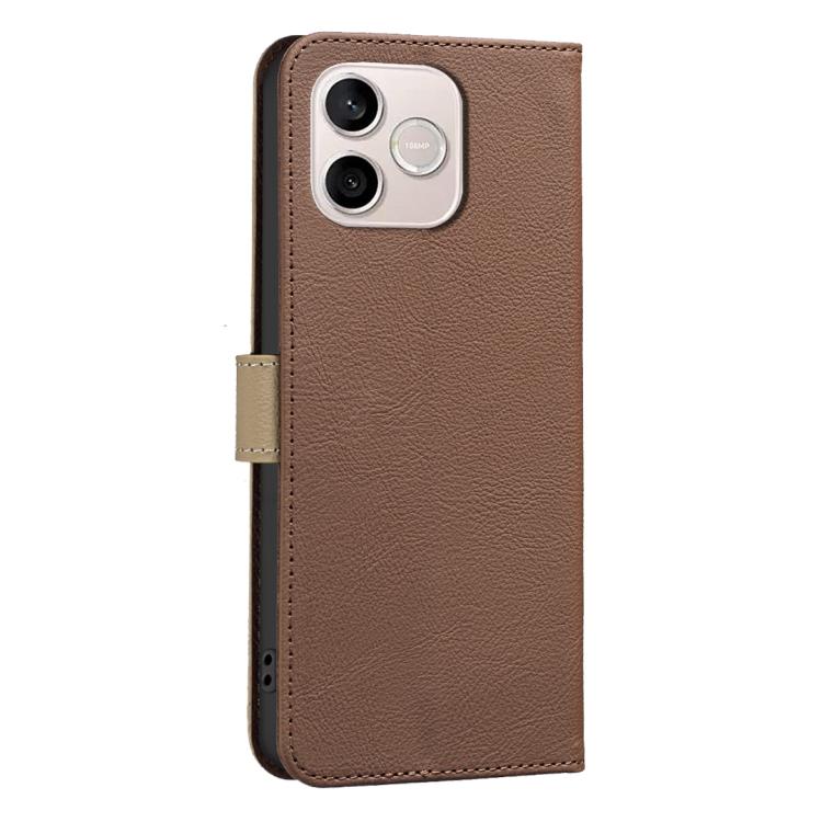 For Honor 600 Lite Global Splicing Color Hollow Flower Pattern RFID Leather Phone Case
