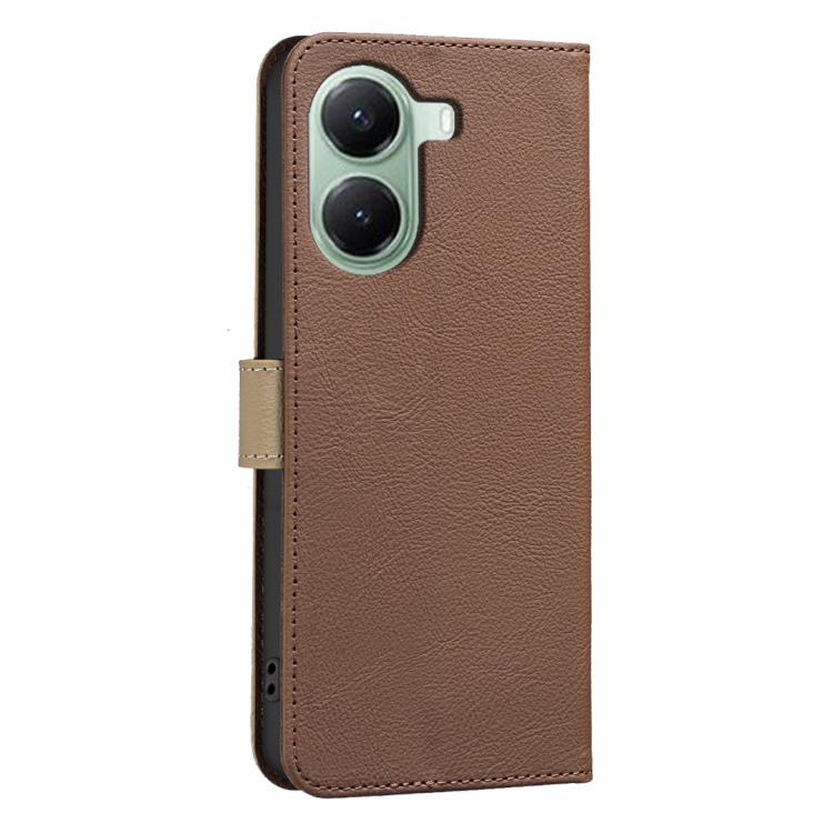 For Redmi Turbo 4 Splicing Color Hollow Flower Pattern RFID Leather Phone Case