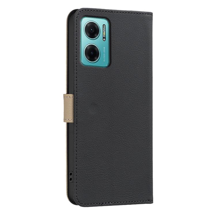 For Redmi 10 5G / Note 11 4G 6.5 inch Splicing Color Hollow Flower Pattern RFID Leather Phone Case