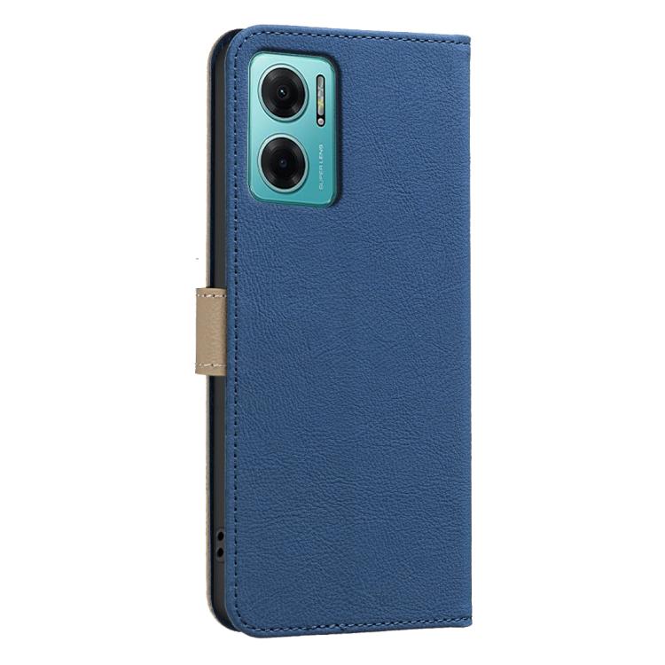 For Redmi 10 5G / Note 11 4G 6.5 inch Splicing Color Hollow Flower Pattern RFID Leather Phone Case