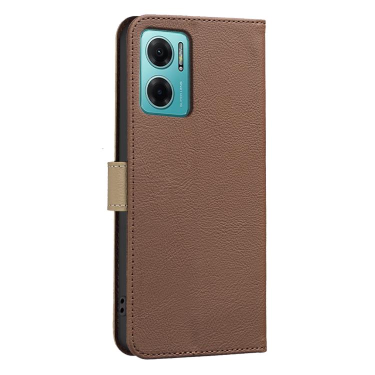 For Redmi 10 5G / Note 11 4G 6.5 inch Splicing Color Hollow Flower Pattern RFID Leather Phone Case