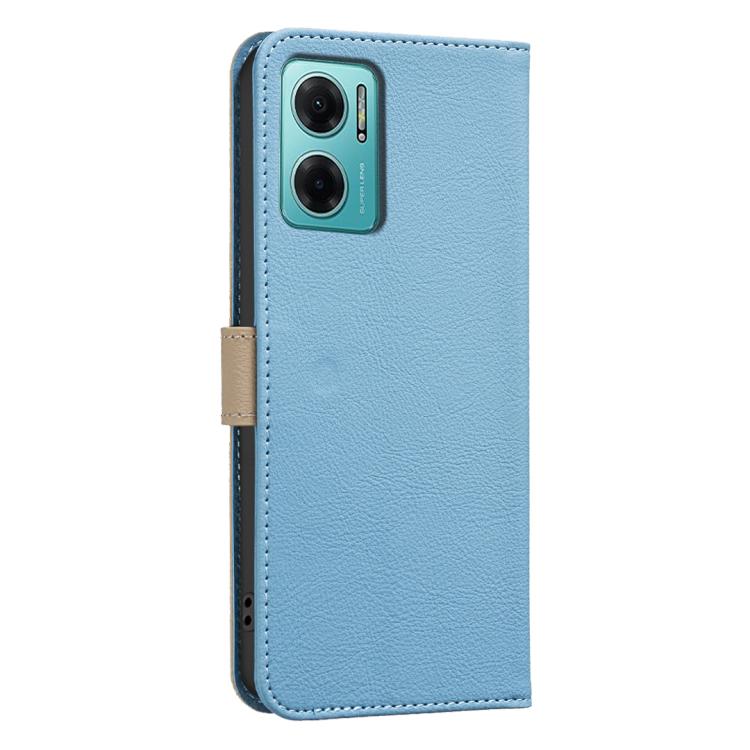 For Redmi 10 5G / Note 11 4G 6.5 inch Splicing Color Hollow Flower Pattern RFID Leather Phone Case