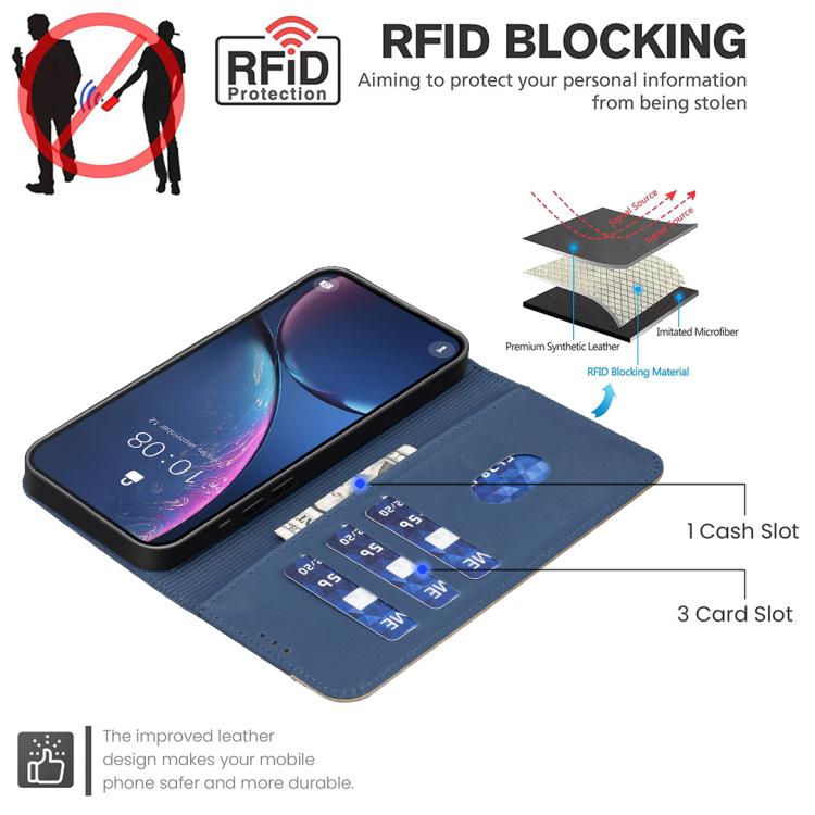 For Redmi 12C Splicing Color Hollow Flower Pattern RFID Leather Phone Case