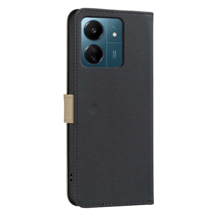 For Redmi 13C Splicing Color Hollow Flower Pattern RFID Leather Phone Case