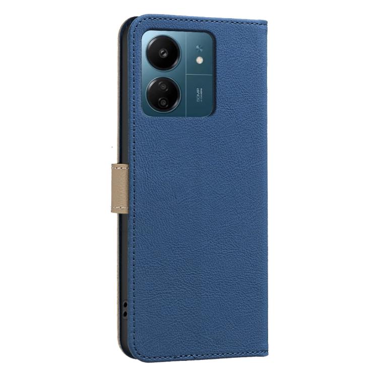 For Redmi 13C Splicing Color Hollow Flower Pattern RFID Leather Phone Case