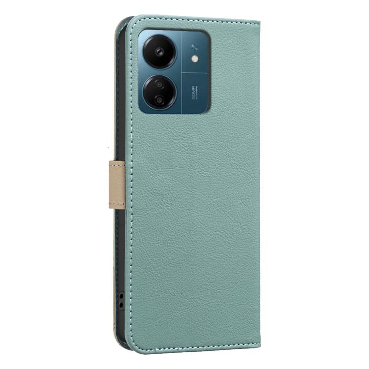 For Redmi 13C Splicing Color Hollow Flower Pattern RFID Leather Phone Case