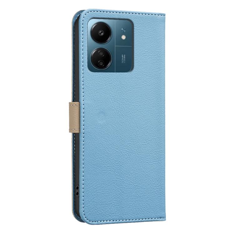 For Redmi 13C Splicing Color Hollow Flower Pattern RFID Leather Phone Case