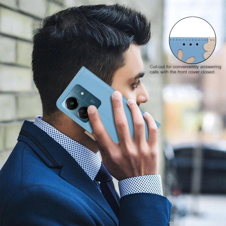For Redmi 13C Splicing Color Hollow Flower Pattern RFID Leather Phone Case