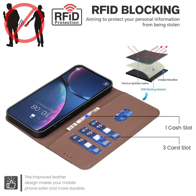 For Redmi A3 Splicing Color Hollow Flower Pattern RFID Leather Phone Case