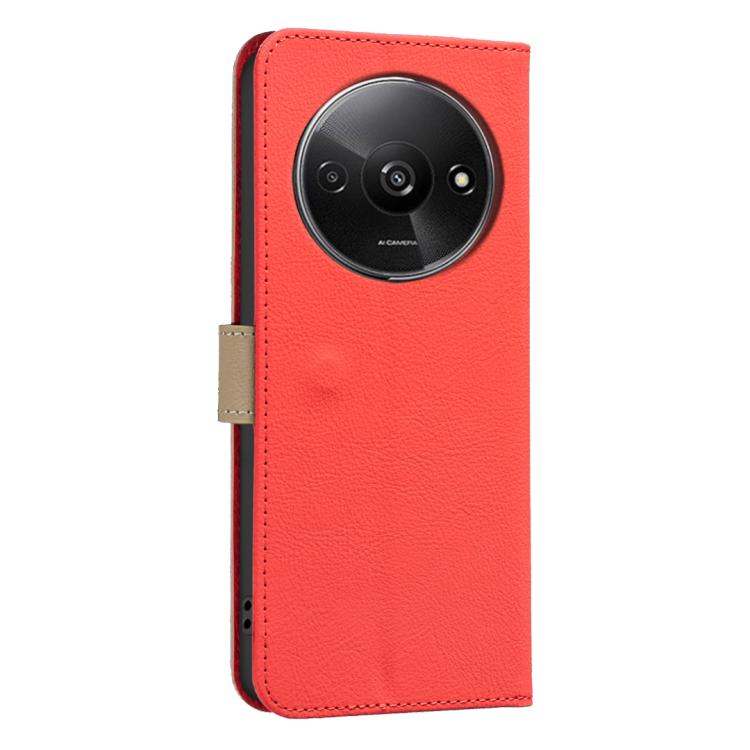 For Redmi A3 Splicing Color Hollow Flower Pattern RFID Leather Phone Case