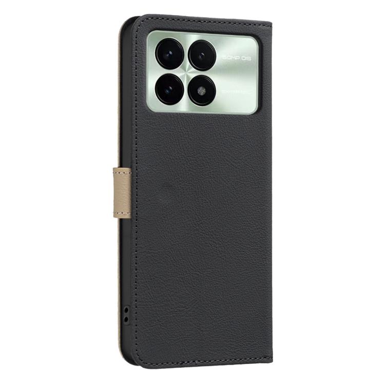 For Redmi K70 / K70 Pro Splicing Color Hollow Flower Pattern RFID Leather Phone Case