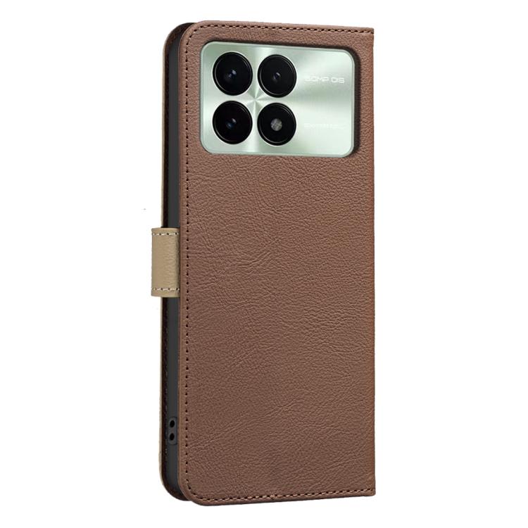 For Redmi K70 / K70 Pro Splicing Color Hollow Flower Pattern RFID Leather Phone Case
