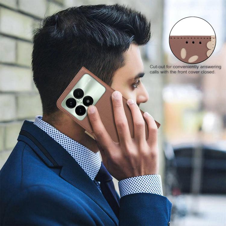 For Redmi K70 / K70 Pro Splicing Color Hollow Flower Pattern RFID Leather Phone Case