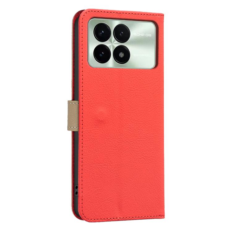 For Redmi K70 / K70 Pro Splicing Color Hollow Flower Pattern RFID Leather Phone Case