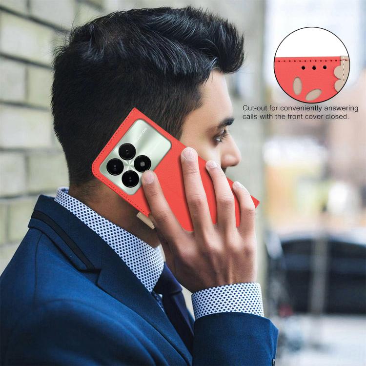For Redmi K70 / K70 Pro Splicing Color Hollow Flower Pattern RFID Leather Phone Case