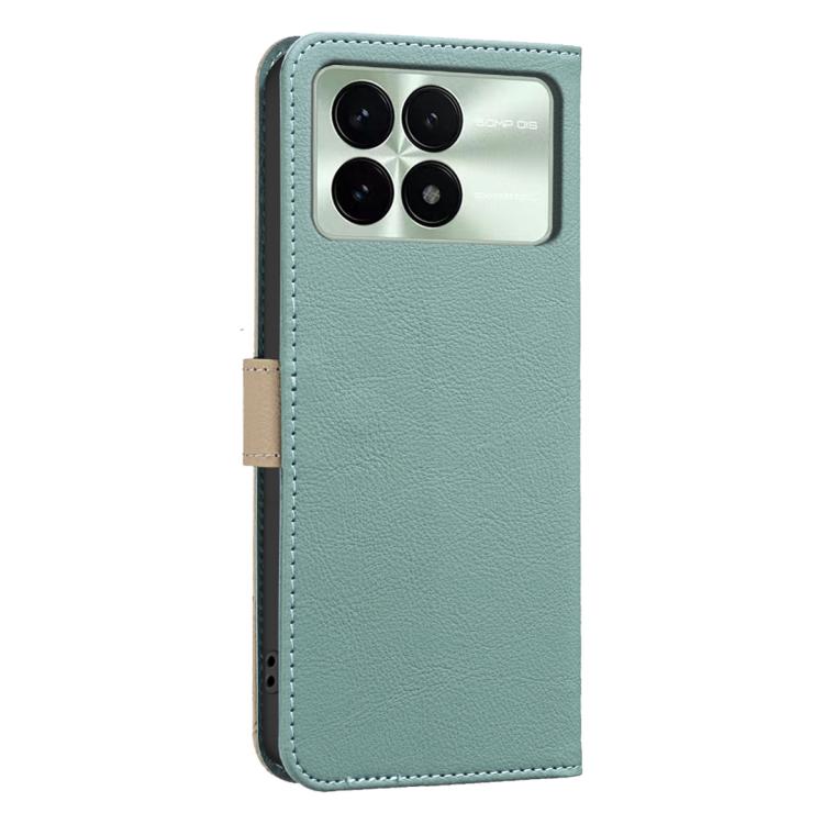 For Redmi K70 / K70 Pro Splicing Color Hollow Flower Pattern RFID Leather Phone Case