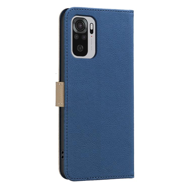 For Redmi Note 10 4G / Note 10S Splicing Color Hollow Flower Pattern RFID Leather Phone Case