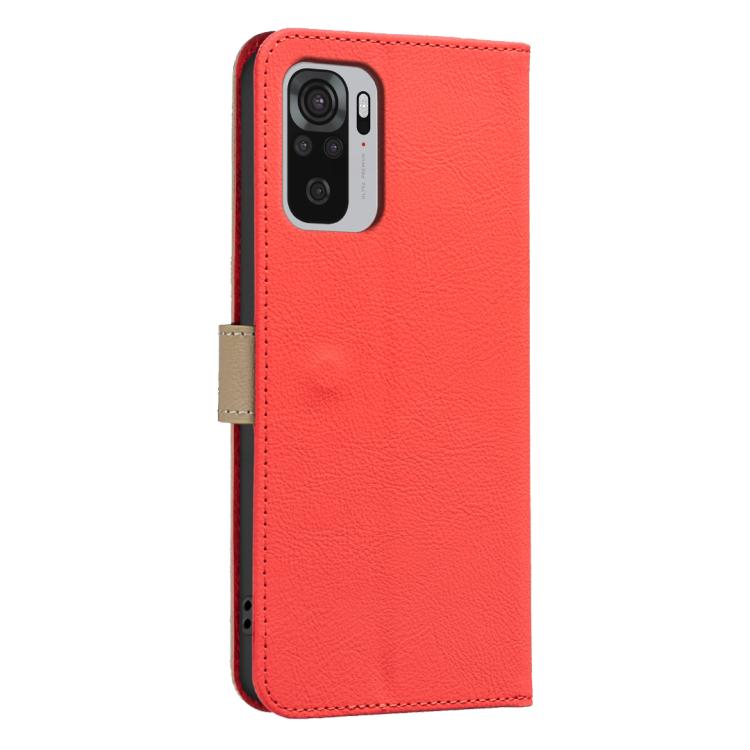 For Redmi Note 10 4G / Note 10S Splicing Color Hollow Flower Pattern RFID Leather Phone Case