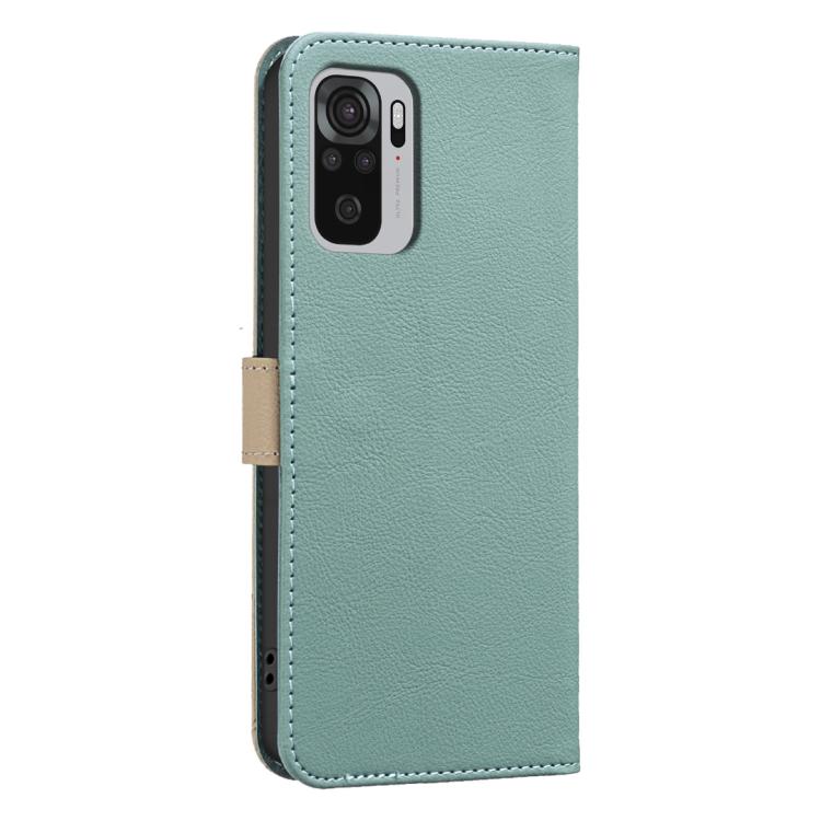 For Redmi Note 10 4G / Note 10S Splicing Color Hollow Flower Pattern RFID Leather Phone Case