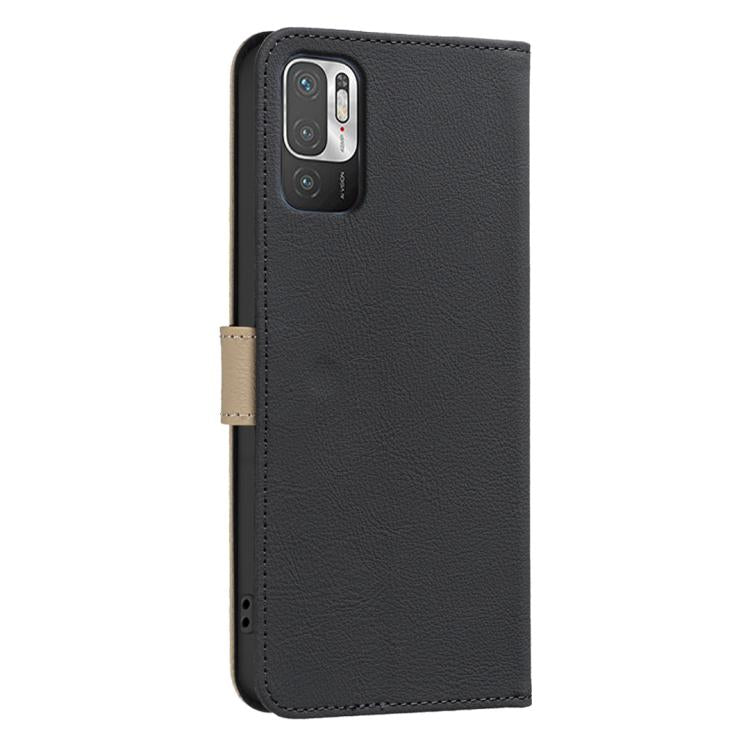 For Redmi Note 10 5G / Note 10T 5G Splicing Color Hollow Flower Pattern RFID Leather Phone Case