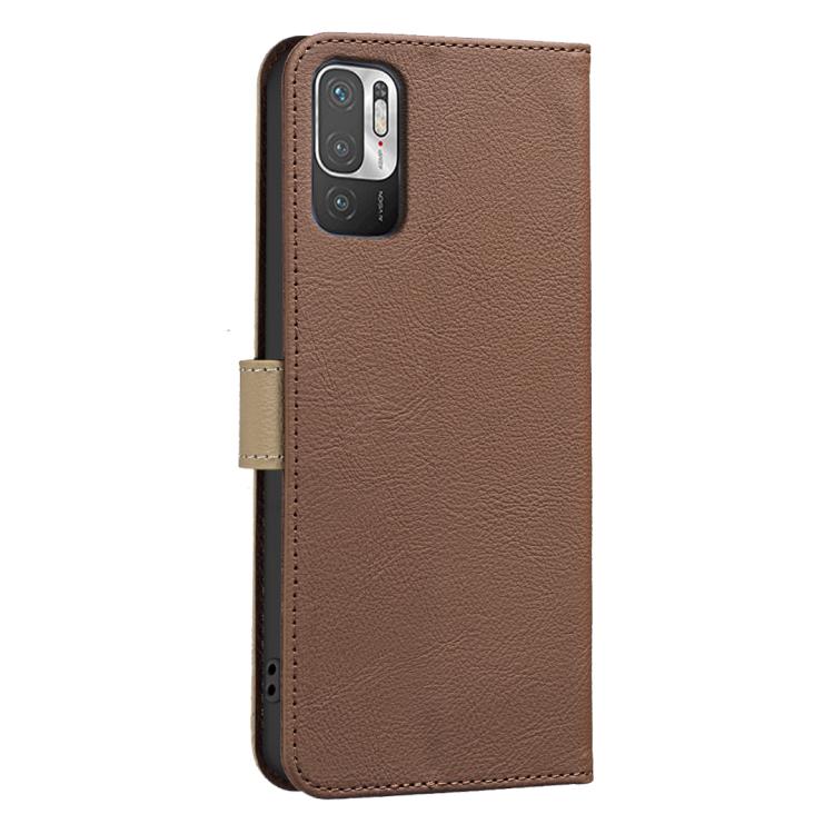 For Redmi Note 10 5G / Note 10T 5G Splicing Color Hollow Flower Pattern RFID Leather Phone Case