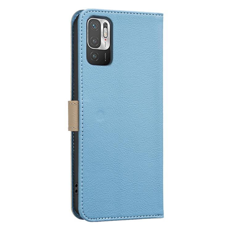 For Redmi Note 10 5G / Note 10T 5G Splicing Color Hollow Flower Pattern RFID Leather Phone Case