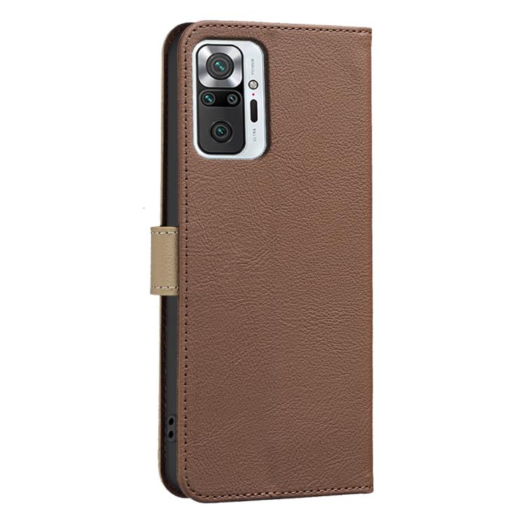For Redmi Note 10 Pro / 10 Pro Max Splicing Color Hollow Flower Pattern RFID Leather Phone Case
