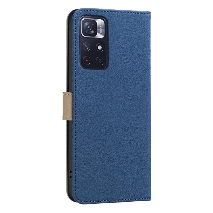 For Redmi Note 11 / Note 11S Splicing Color Hollow Flower Pattern RFID Leather Phone Case