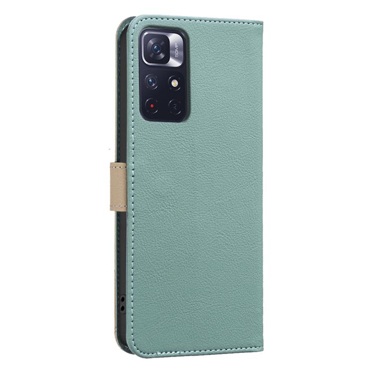 For Redmi Note 11 / Note 11S Splicing Color Hollow Flower Pattern RFID Leather Phone Case