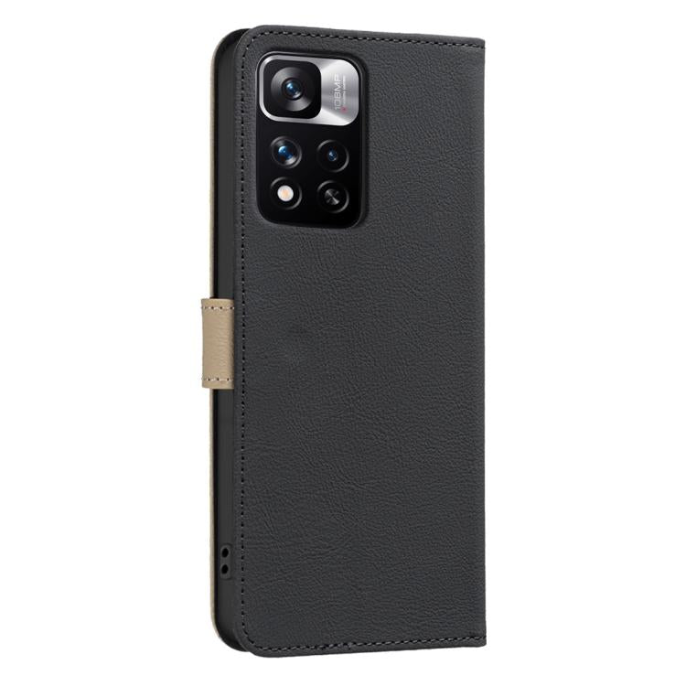 For Redmi Note 11 Pro Global 6.67 inch Splicing Color Hollow Flower Pattern RFID Leather Phone Case