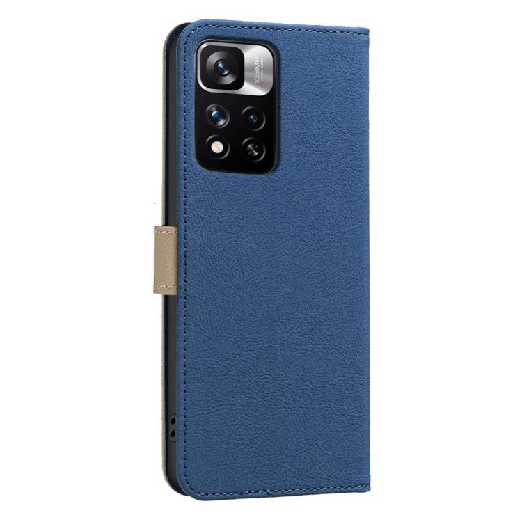 For Redmi Note 11 Pro Global 6.67 inch Splicing Color Hollow Flower Pattern RFID Leather Phone Case