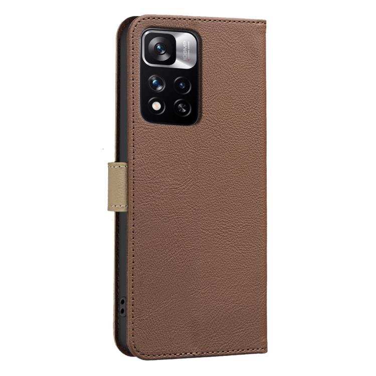 For Redmi Note 11 Pro Global 6.67 inch Splicing Color Hollow Flower Pattern RFID Leather Phone Case