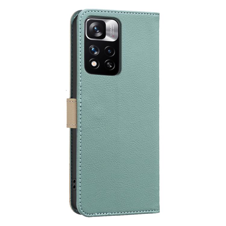 For Redmi Note 11 Pro Global 6.67 inch Splicing Color Hollow Flower Pattern RFID Leather Phone Case