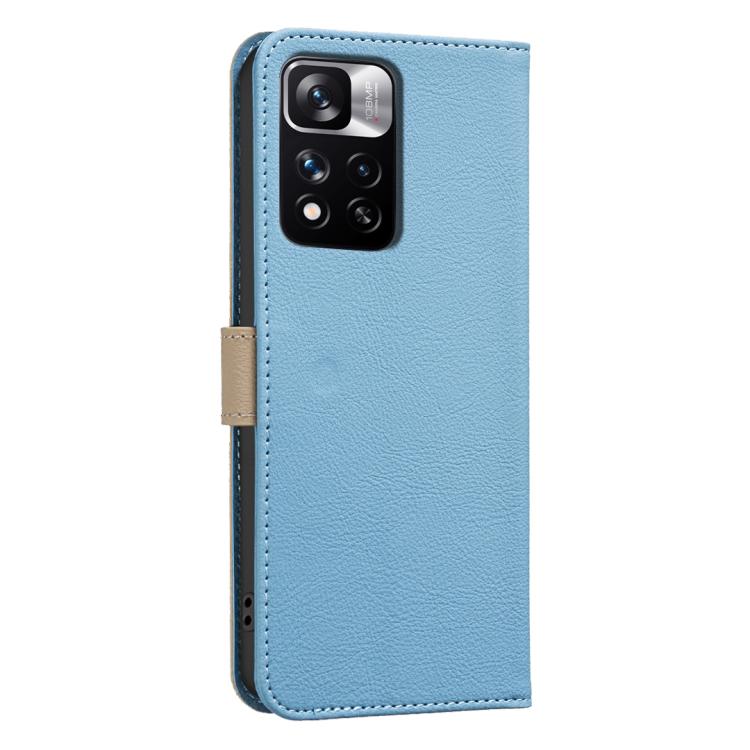 For Redmi Note 11 Pro Global 6.67 inch Splicing Color Hollow Flower Pattern RFID Leather Phone Case