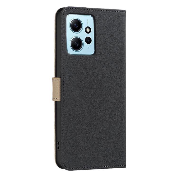 For Redmi Note 12 4G Splicing Color Hollow Flower Pattern RFID Leather Phone Case