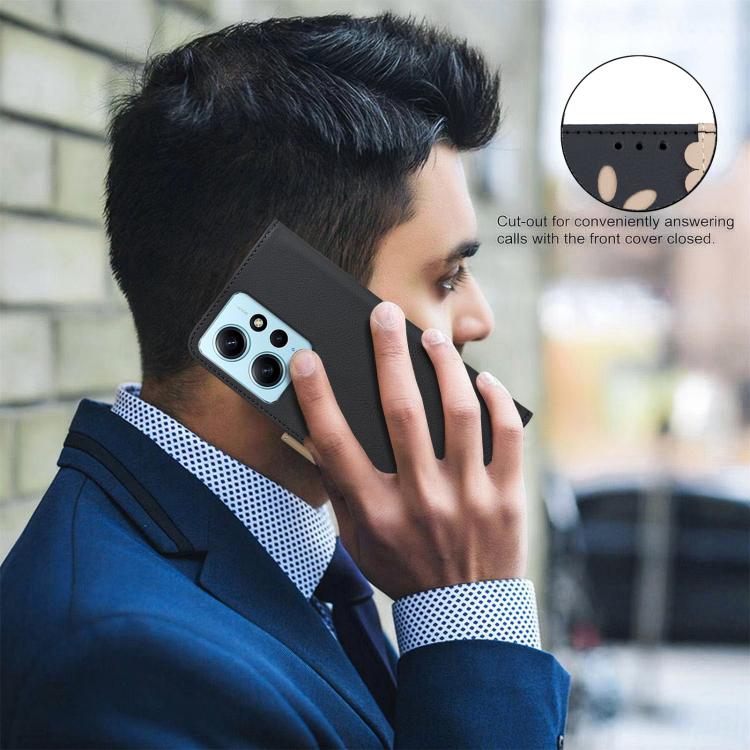 For Redmi Note 12 4G Splicing Color Hollow Flower Pattern RFID Leather Phone Case