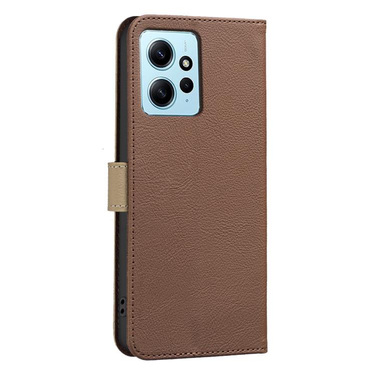 For Redmi Note 12 4G Splicing Color Hollow Flower Pattern RFID Leather Phone Case