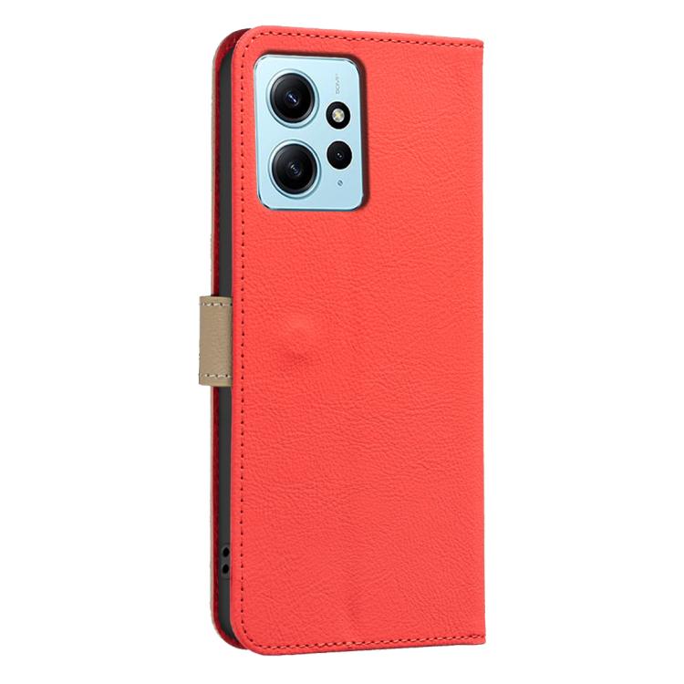 For Redmi Note 12 4G Splicing Color Hollow Flower Pattern RFID Leather Phone Case