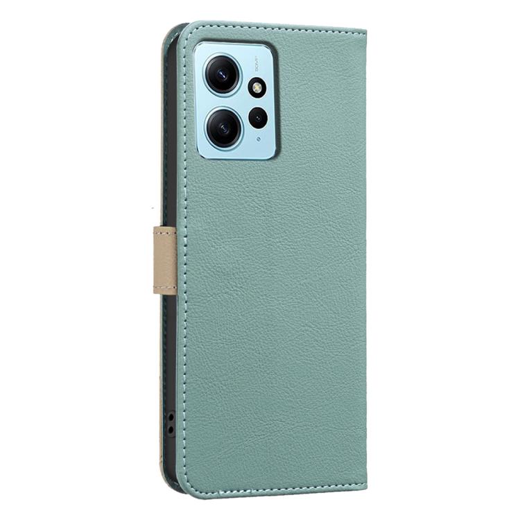 For Redmi Note 12 4G Splicing Color Hollow Flower Pattern RFID Leather Phone Case