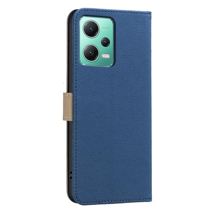 For Redmi Note 12 5G Splicing Color Hollow Flower Pattern RFID Leather Phone Case