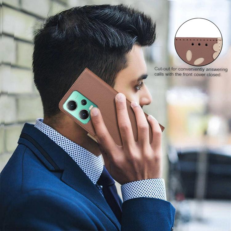 For Redmi Note 12 5G Splicing Color Hollow Flower Pattern RFID Leather Phone Case