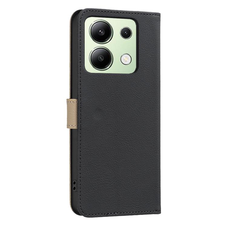 For Redmi Note 13 4G Global Splicing Color Hollow Flower Pattern RFID Leather Phone Case