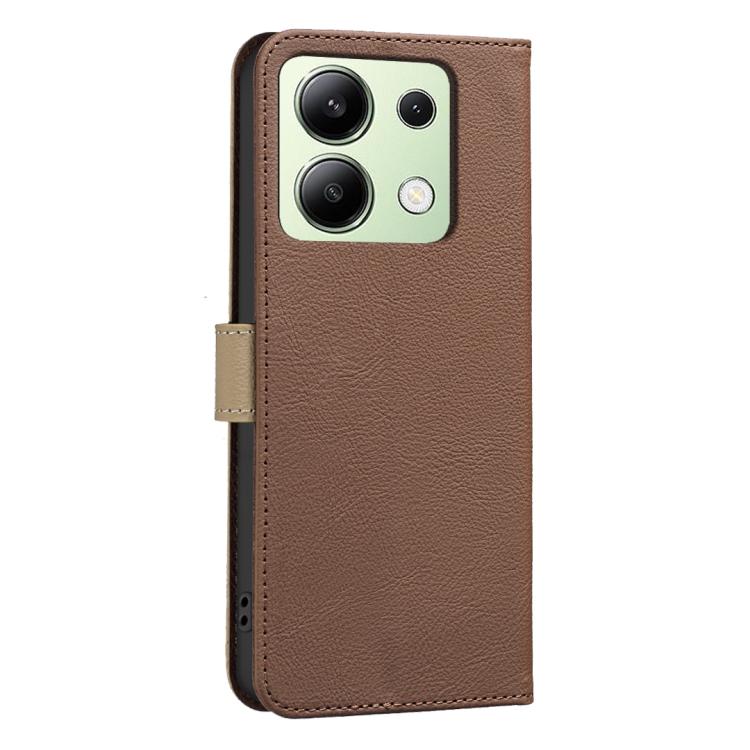 For Redmi Note 13 4G Global Splicing Color Hollow Flower Pattern RFID Leather Phone Case