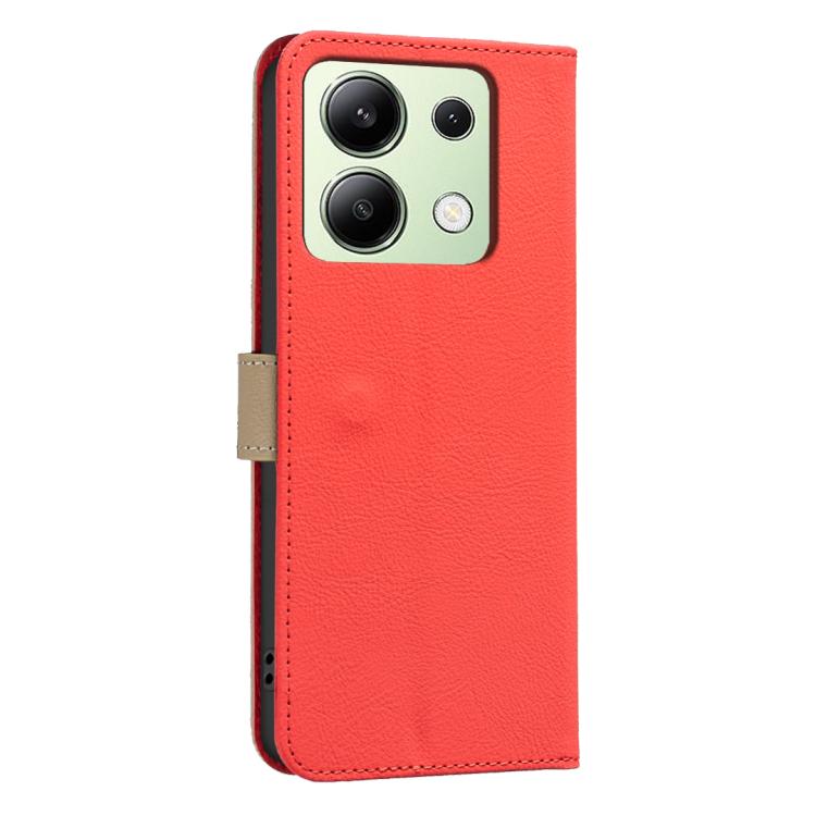 For Redmi Note 13 4G Global Splicing Color Hollow Flower Pattern RFID Leather Phone Case