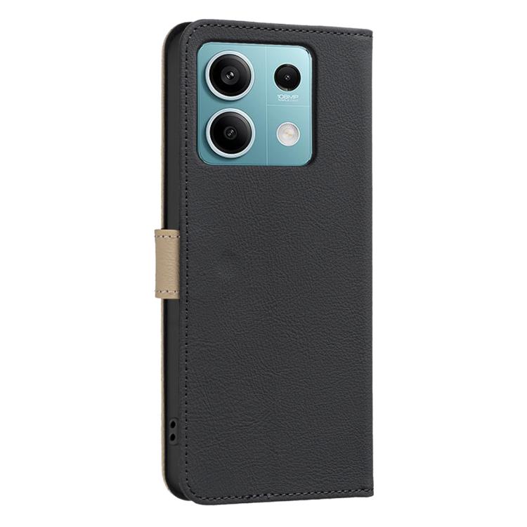 For Redmi Note 13 5G Splicing Color Hollow Flower Pattern RFID Leather Phone Case