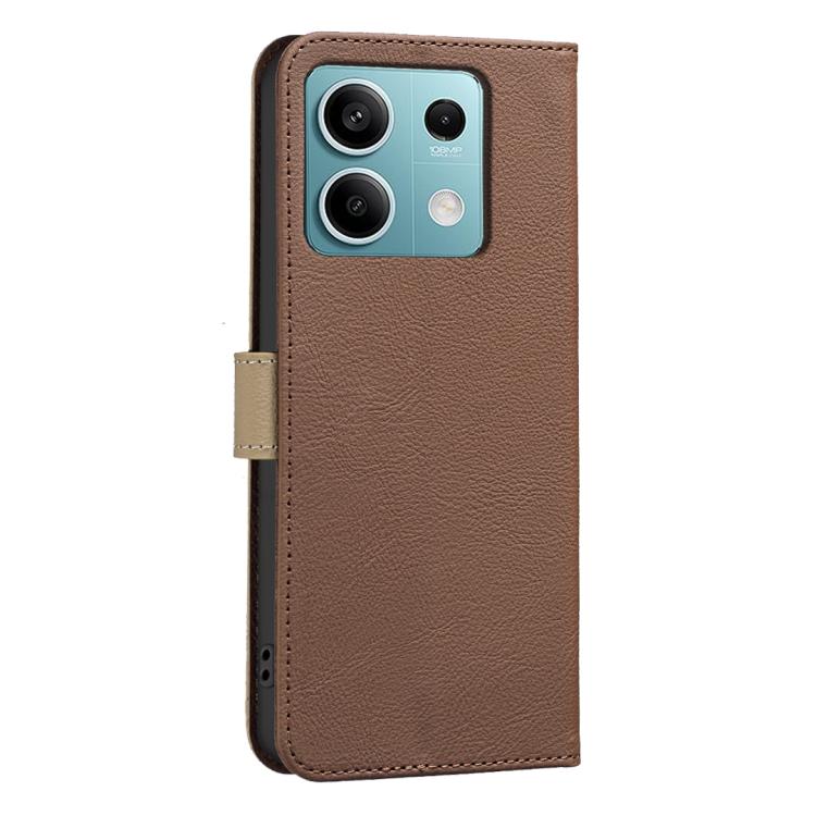 For Redmi Note 13 5G Splicing Color Hollow Flower Pattern RFID Leather Phone Case