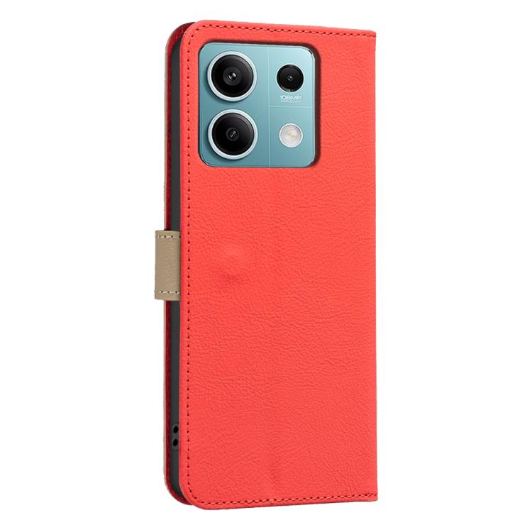 For Redmi Note 13 5G Splicing Color Hollow Flower Pattern RFID Leather Phone Case