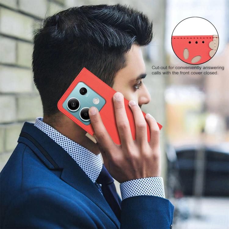 For Redmi Note 13 5G Splicing Color Hollow Flower Pattern RFID Leather Phone Case
